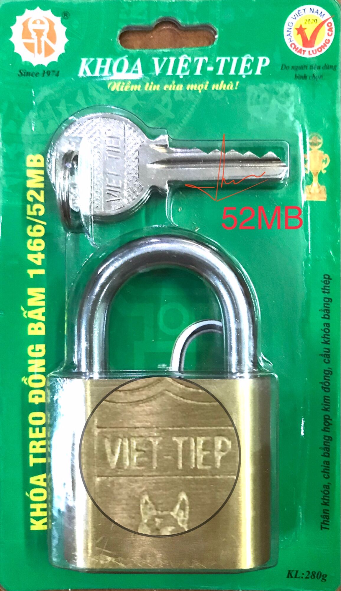 Khoá đồng bấm Việt Tiệp - Bảo hành 2 năm