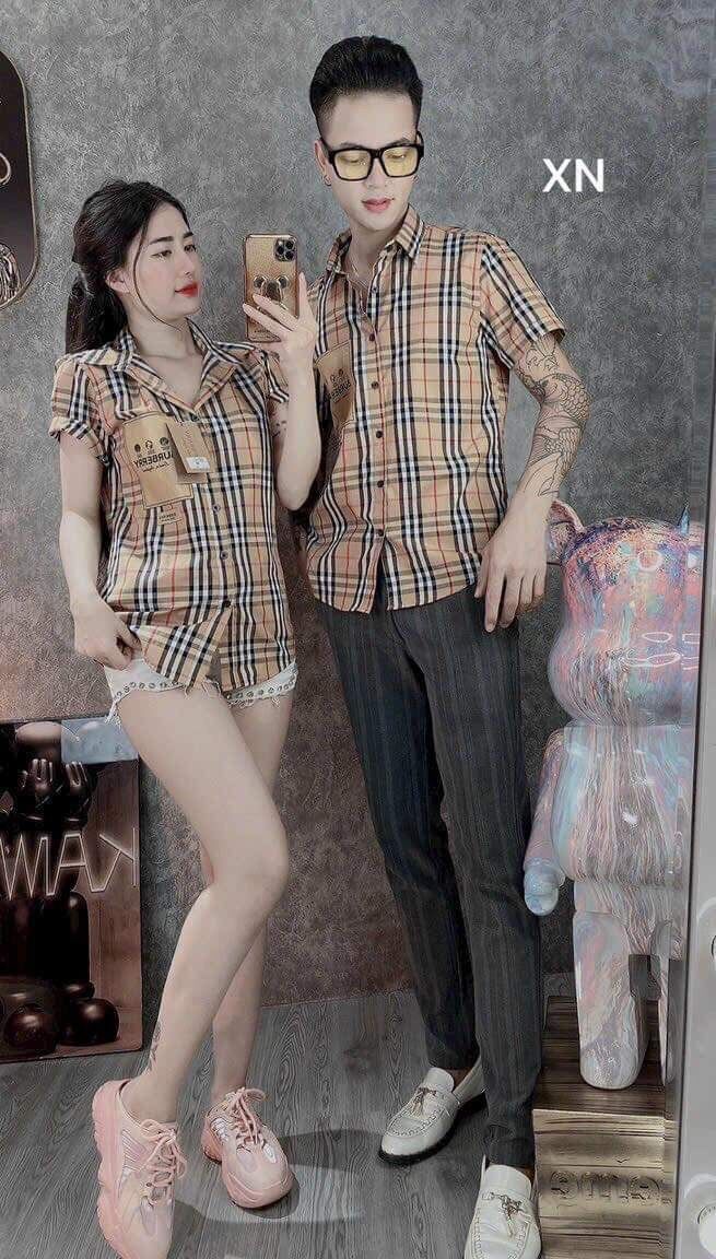 Sơ mi cộc kẻ túi in bbr