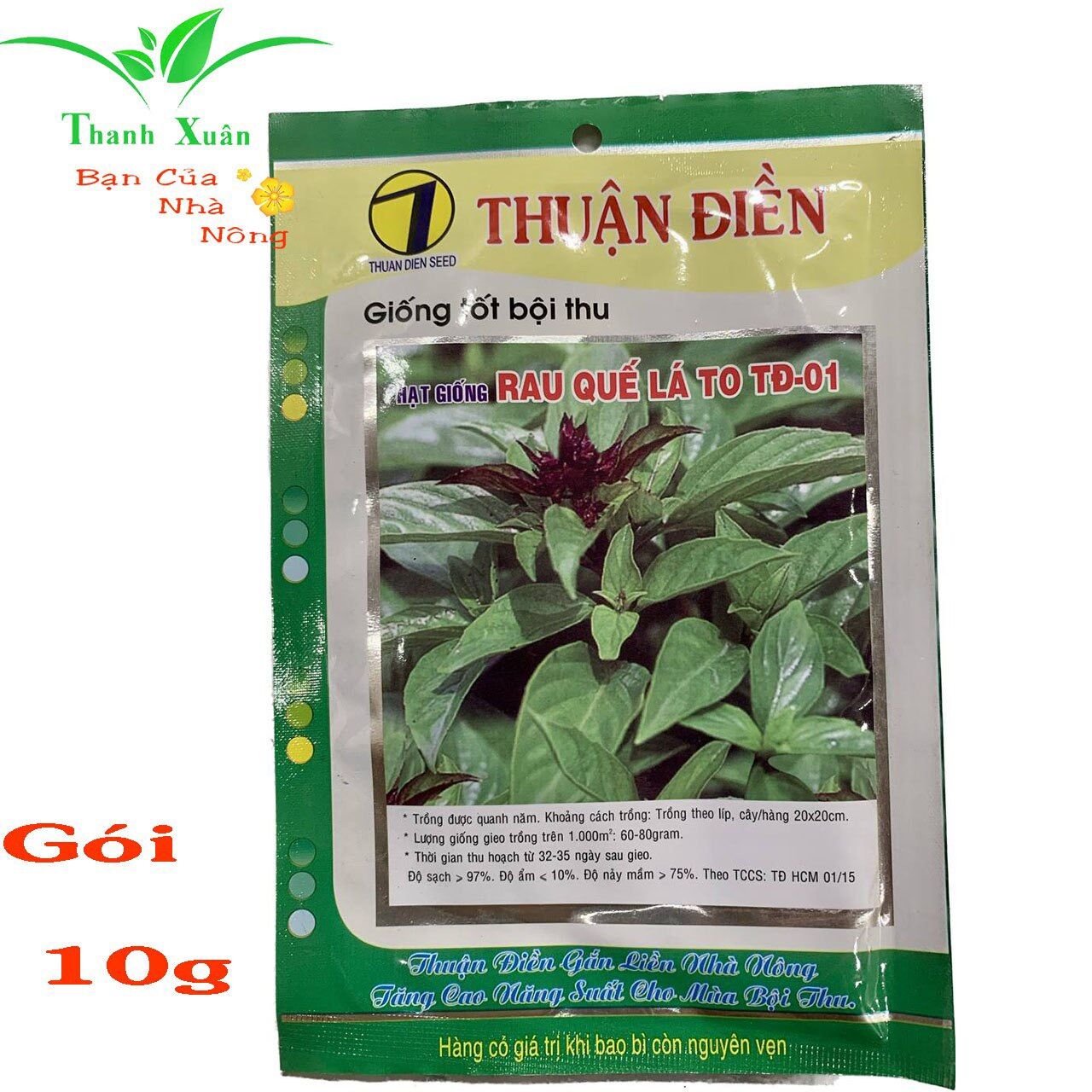 Hạt giống rau quế lá to gói 20g