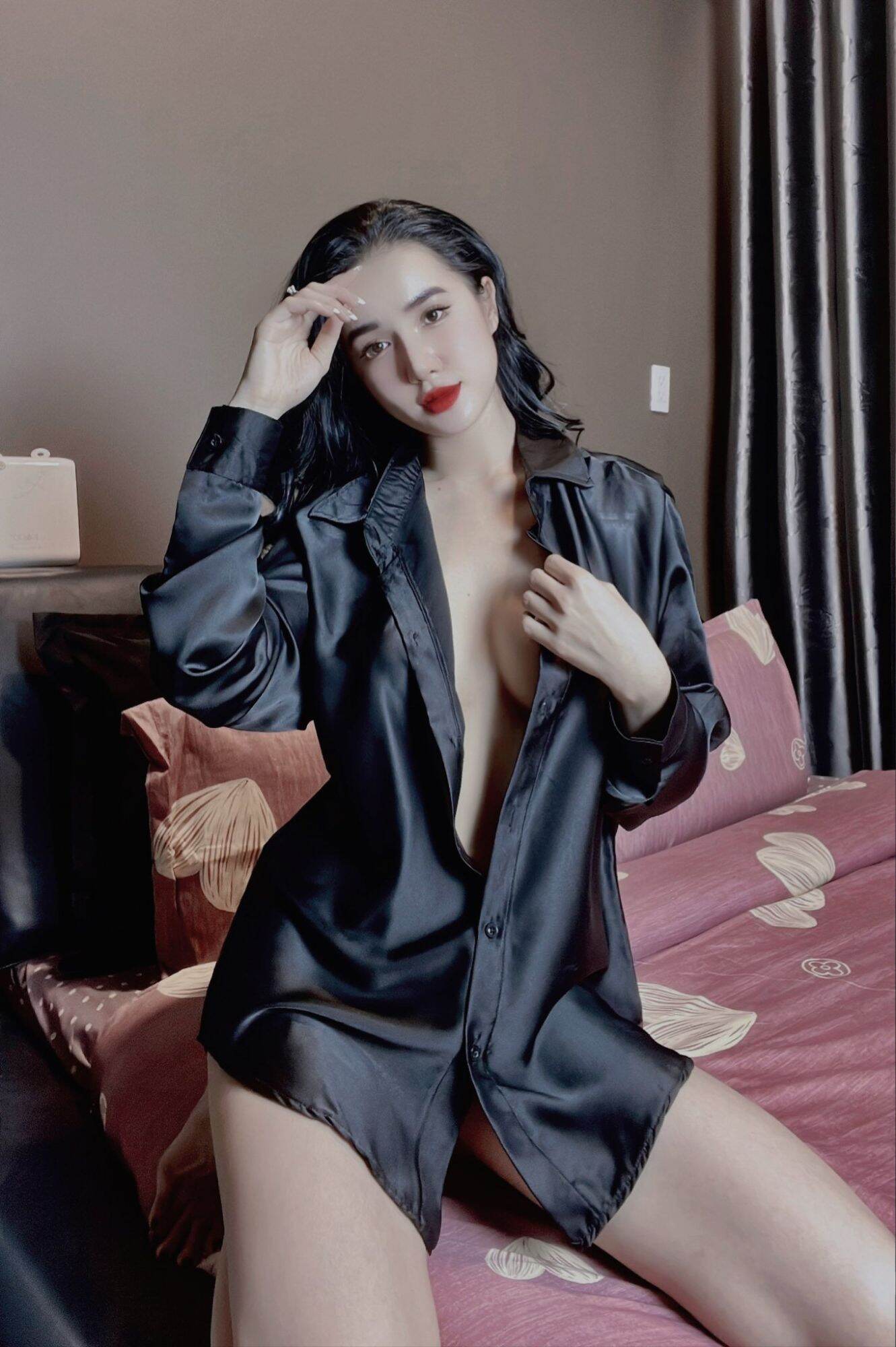 Đầm ngủ nữ áo sơ mi gợi cảm sexy màu trơn Lụa Latin cao cấp