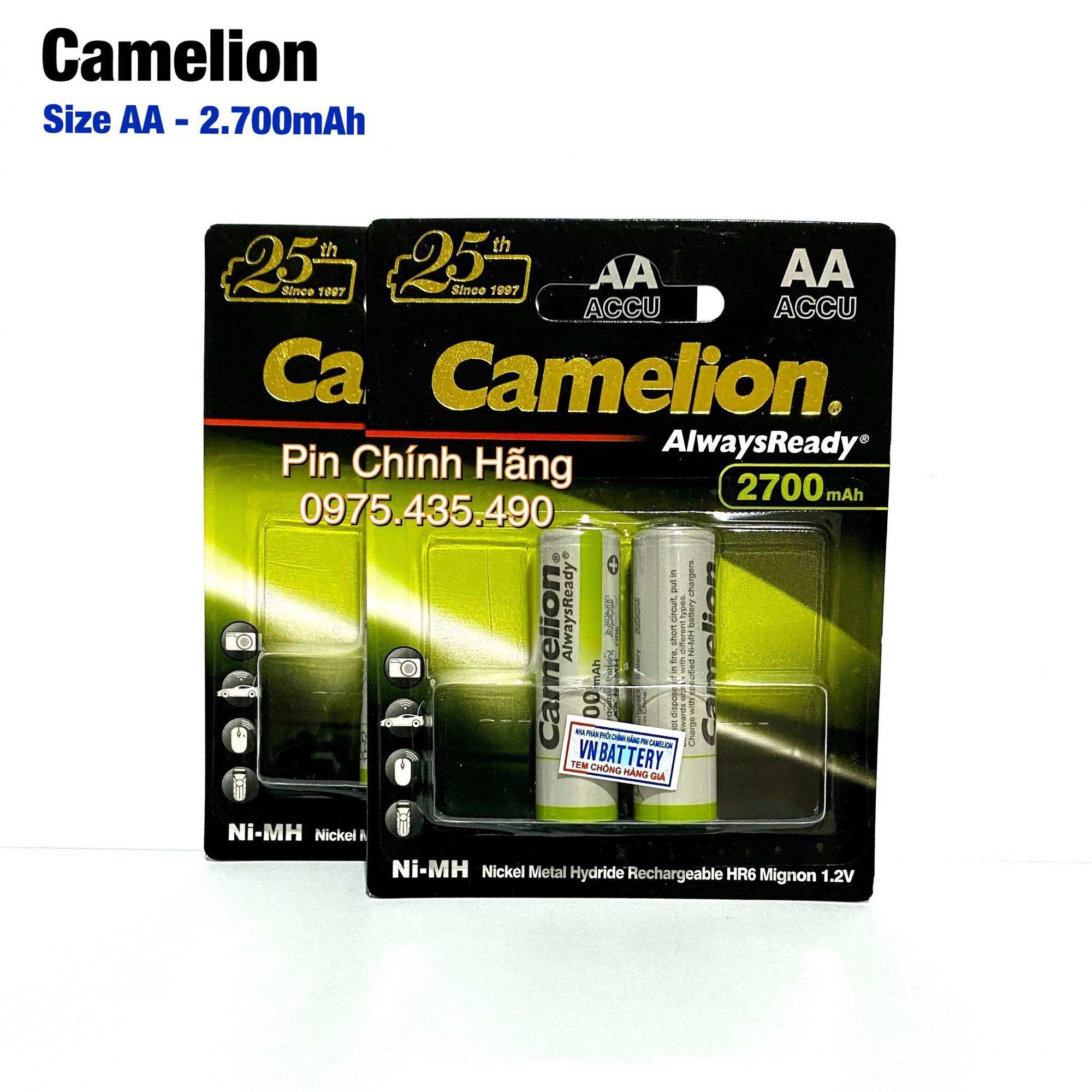 Combo 4 Viên Pin Sạc AA Camelion 2700 mAh Lockbox Chính Hãng Vỉ 2 Viên