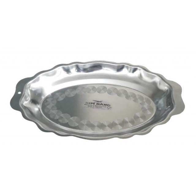 Khay dĩa inox hoa văn KIM HẰNG chính hãng size lớn 40x25cm size nhỏ 35x22cm