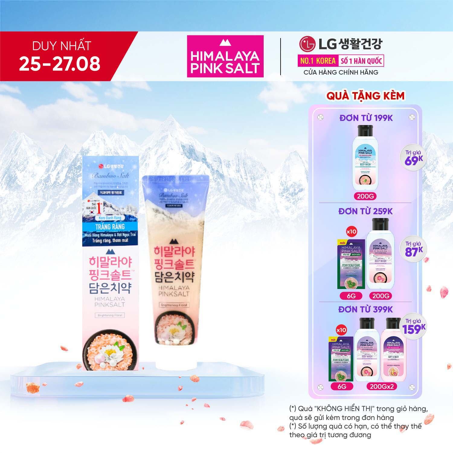 Kem đánh răng Bamboo Salt Himalaya PinkSalt- Hương Hoa Bạc Hà -Trắng Răng 100g