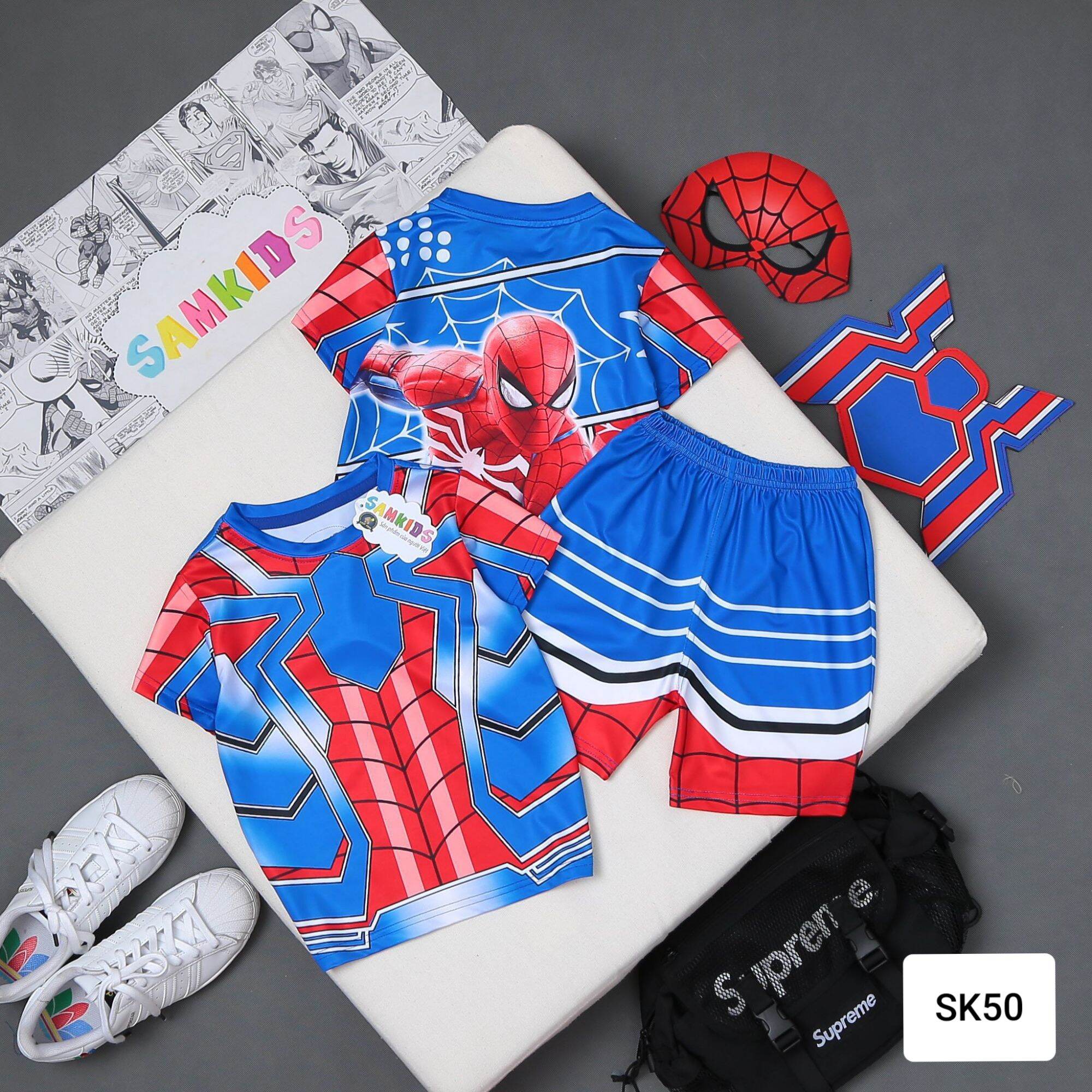 Bộ siêu anh hùng spiderman, người nhện 3d kèm khiên ,mặt nạ samkid