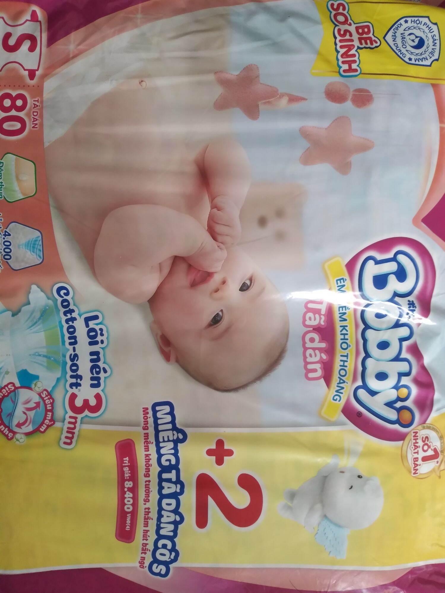 Tã dán Bobby S80 miếng tặng thêm 4 miếng