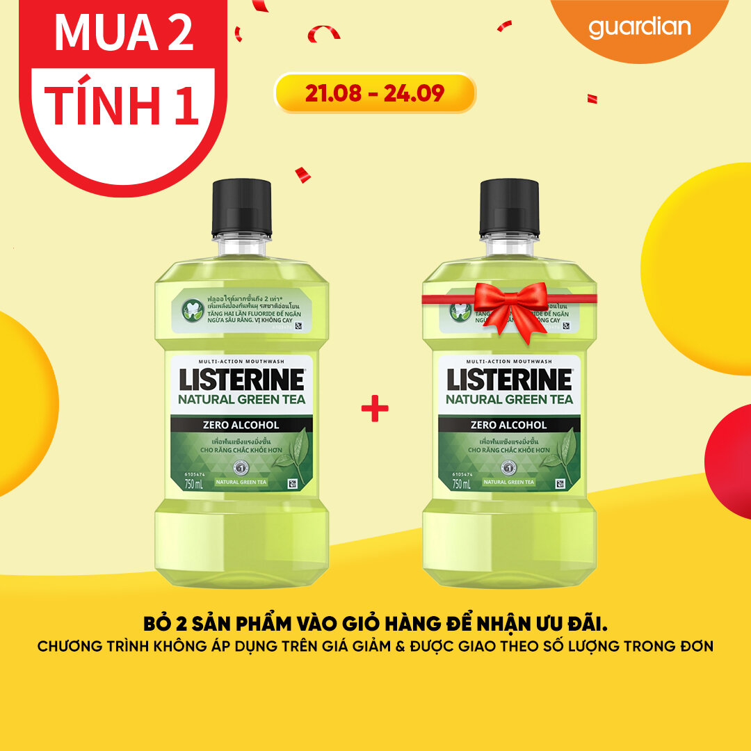 Nước Súc Miệng Trà Xanh Listerine Natural Greentea Zero Alcohol Listerine 750Ml