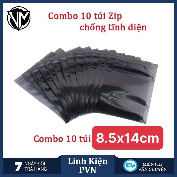 Combo 10 Túi Zíp 8,5x14cm Chống Tĩnh Điện - Túi tĩnh điện chuẩn nhà máy