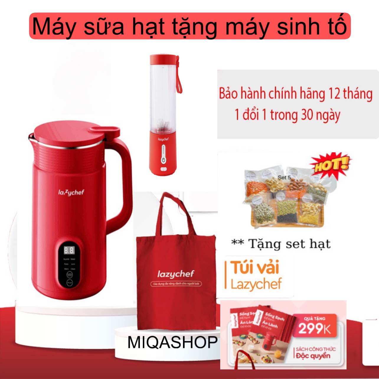 Máy xay nấu đa năng 5in1 lazychef ver 2.0 - máy xay sinh tố, máy làm sữa hạt - dung tích 800ml