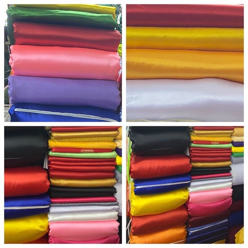 Sỉ 10 mét vải phi bóng cứng loại rẻ chuyên may cờ, lót hộp quà, phủ đồ lễ đồ phong thủy ...