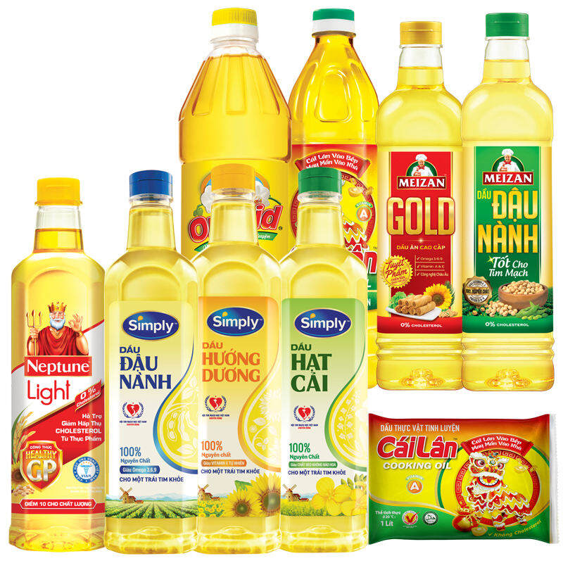 Dầu đậu nành dầu ăn chai 1L các loại Simply Neptune Meizan Cái Lân Orchid