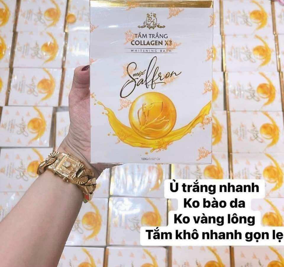 tắm trắng collagen x3 mix saffon