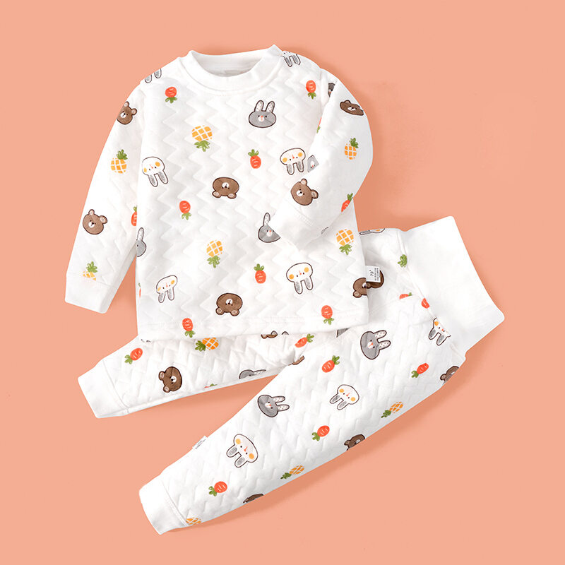 Bộ đồ áo giữ ấm cho bé áo bông trẻ em thu đông quần áo dày cho trẻ sơ sinh áo bông kẹp cho nữ cotton áo ngủ nam quần áo mùa đông