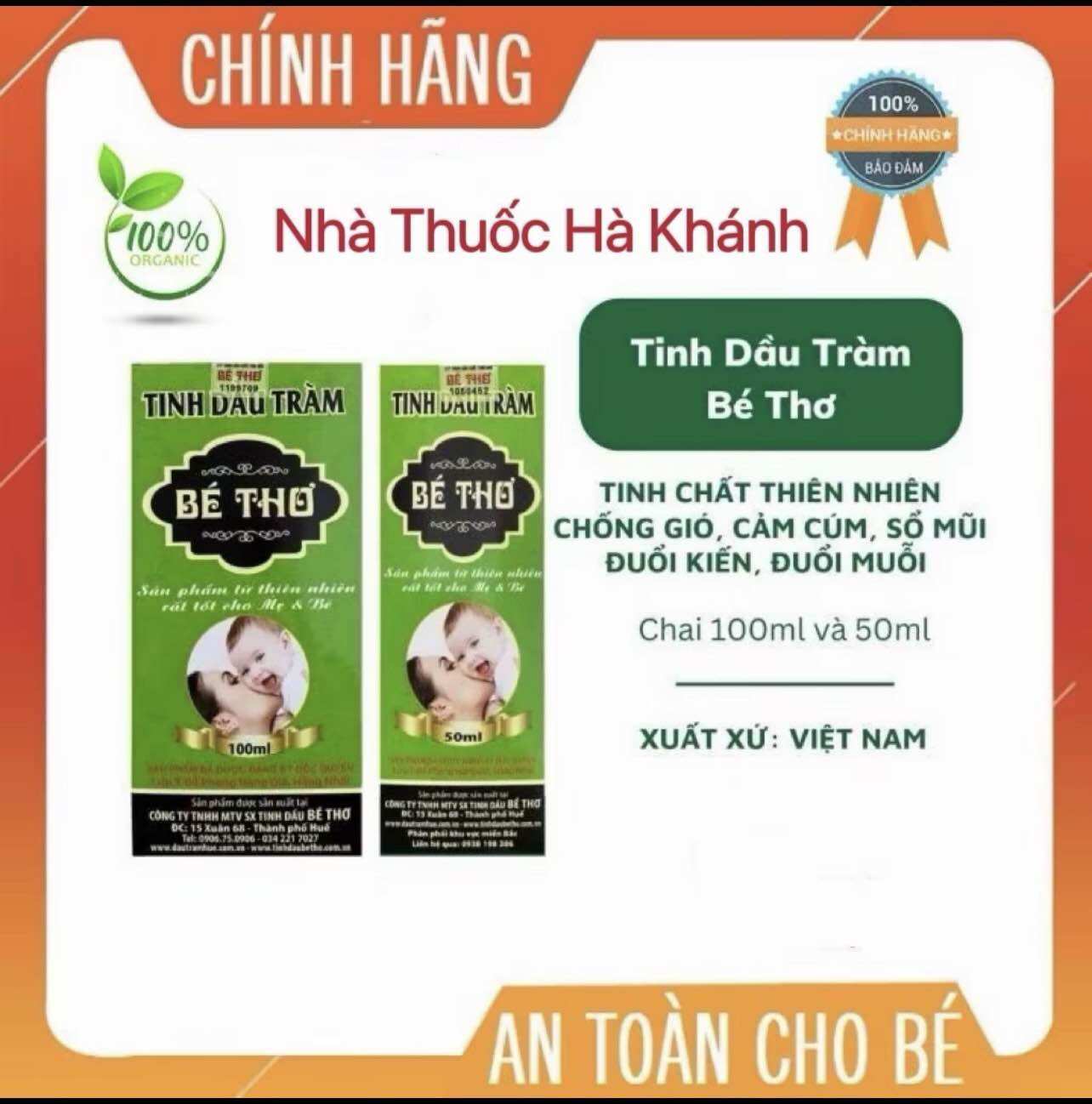 ✅{Chính Hãng} Tinh Dầu Tràm Bé Thơ - Có tem chính hãng của công ty (Lọ 50ml)