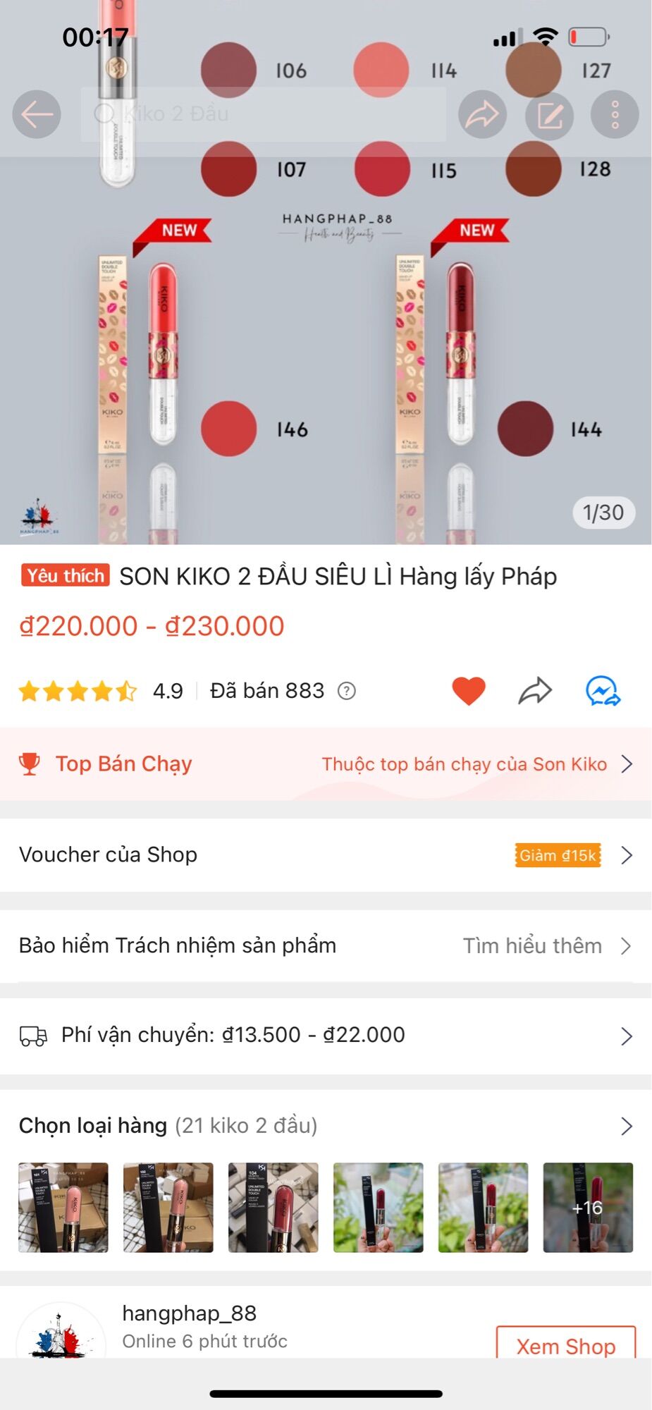 Son Kiko 2 đầu Bill Pháp