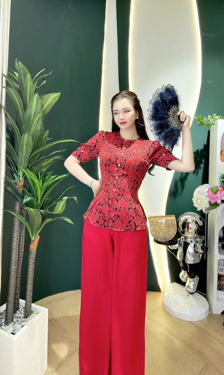 Bộ bà ba tay búp nút ngọc 40-60kg