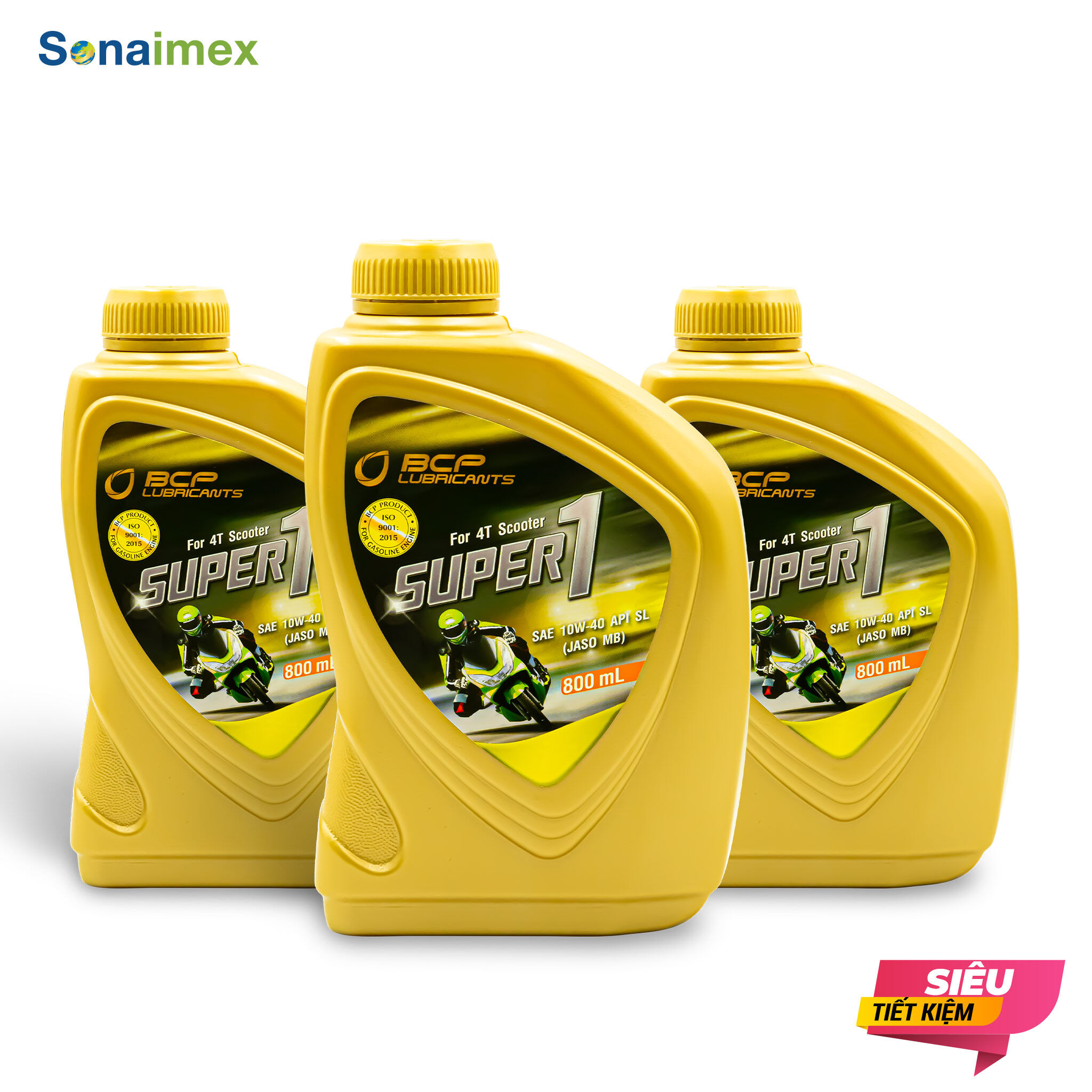 [COMBO TIẾT KIỆM] Combo 3 Chai nhớt xe máy tay ga BCP Thái Lan SUPER 1, SAE 10W40, API SL, JASO MB - Chai 800ml - Dầu nhớt Thái Lan nhập khẩu 100%