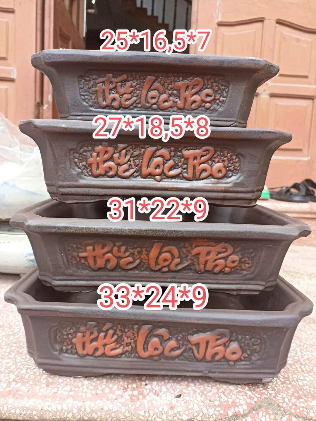 bộ 4 chậu phúc lộc thọ chữ nhật