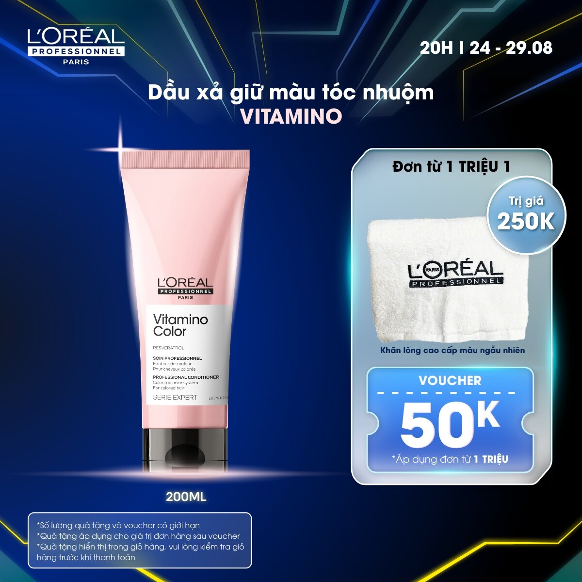 Dầu xả giữ màu tóc nhuộm & dưỡng tóc mềm mượt L'Oréal Professionnel Serie Expert Vitamino Color 200ml