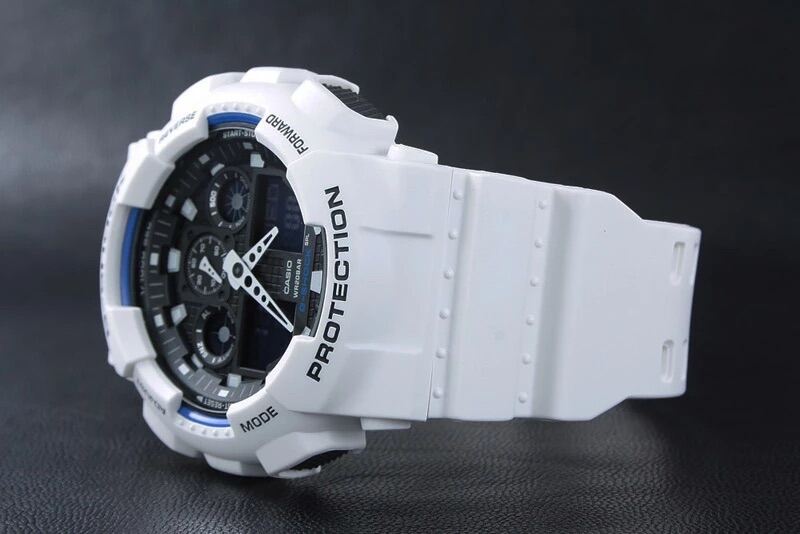 Đồng Hồ G Shock GA 100 Trắng Xanh Chống nước