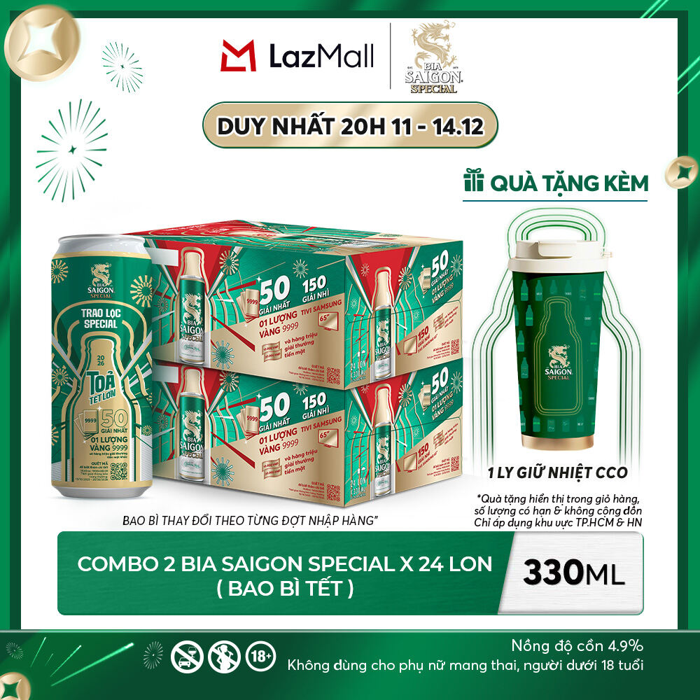  Nồng độ 4.9% - Combo 2 Thùng 24 Bia Saigon Special 330ml  limited  