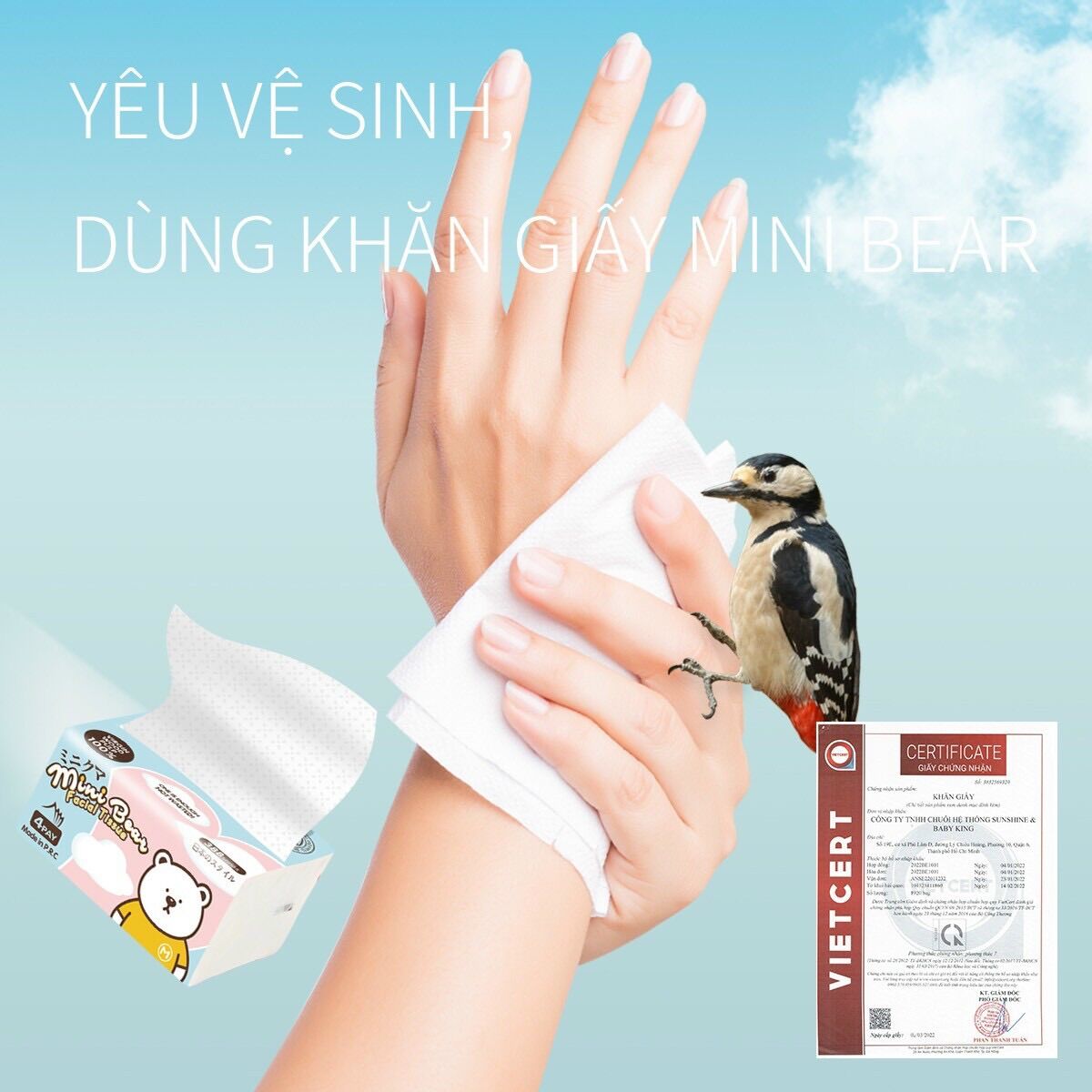 Combo 10 gói khăn giấy gấu vuông minibear cao cấp