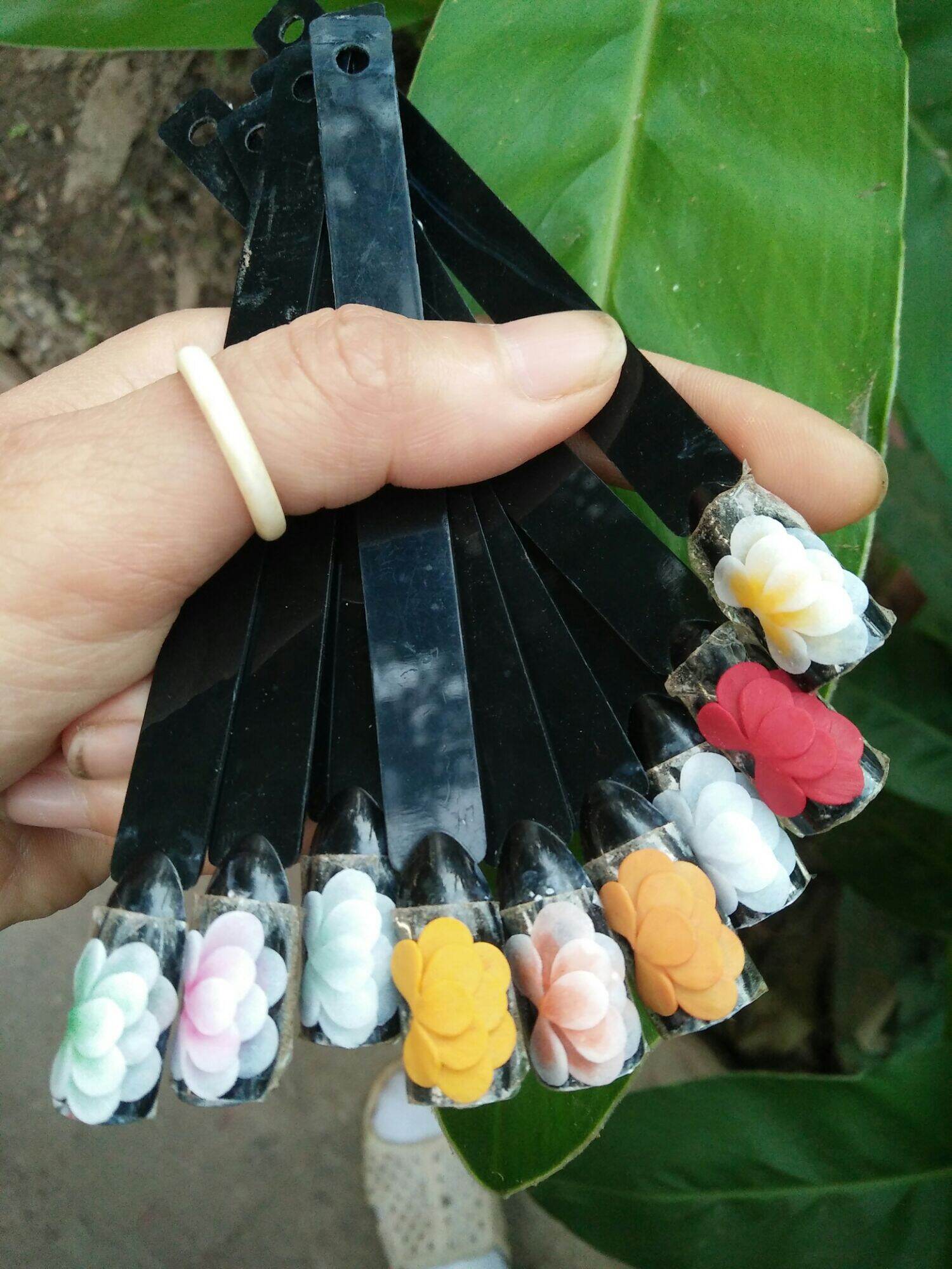 Hoa bột nail. cúc xếp set 10 bông