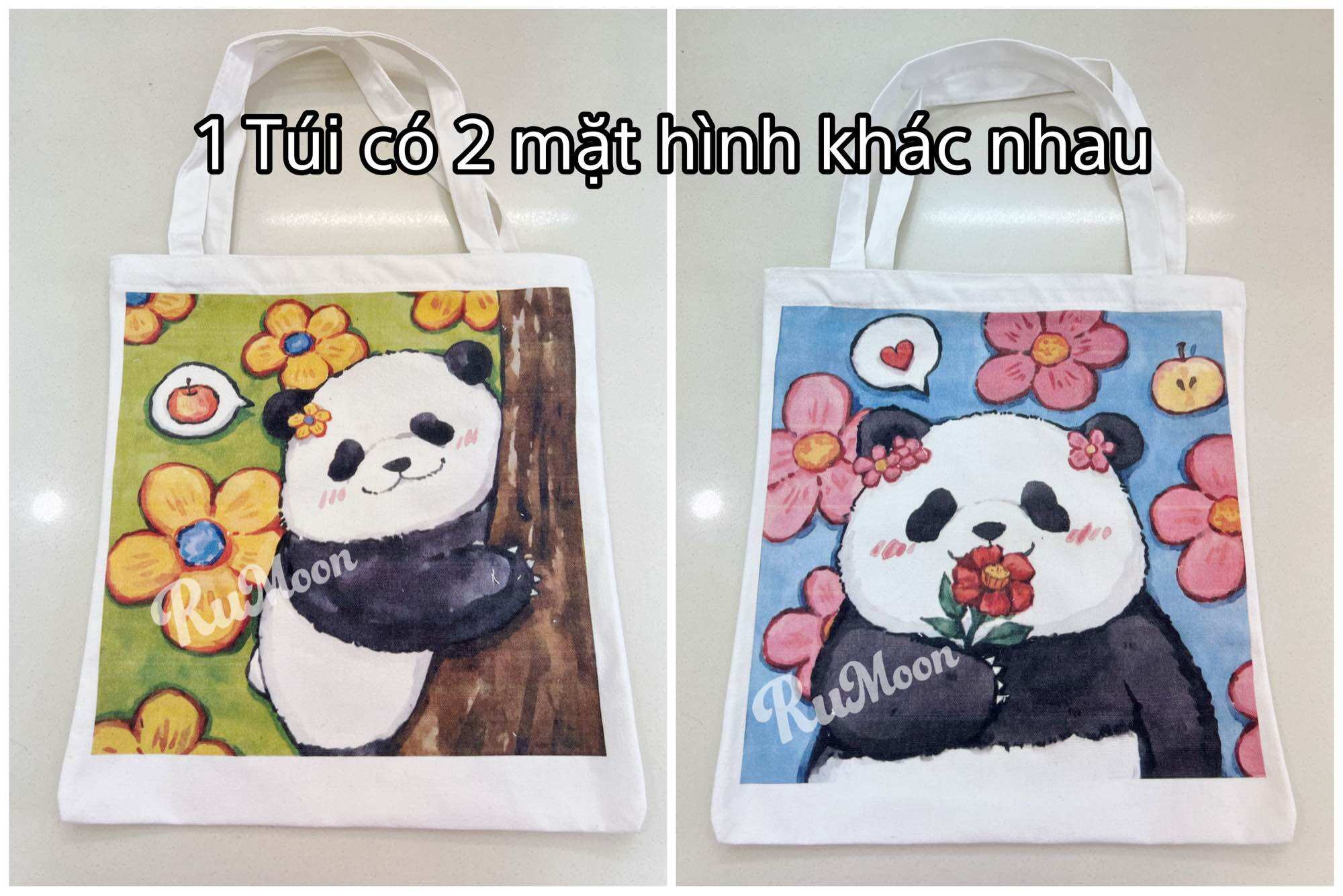 [Sẵn] Túi Tote Canvas Gấu Trúc Panda Đỉnh lưu (Hoahoa, Fubao,...)