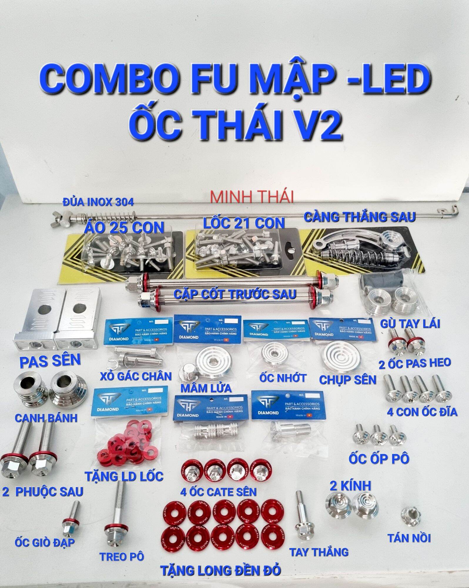 Bộ ốc fu mập fu led tặng long đền