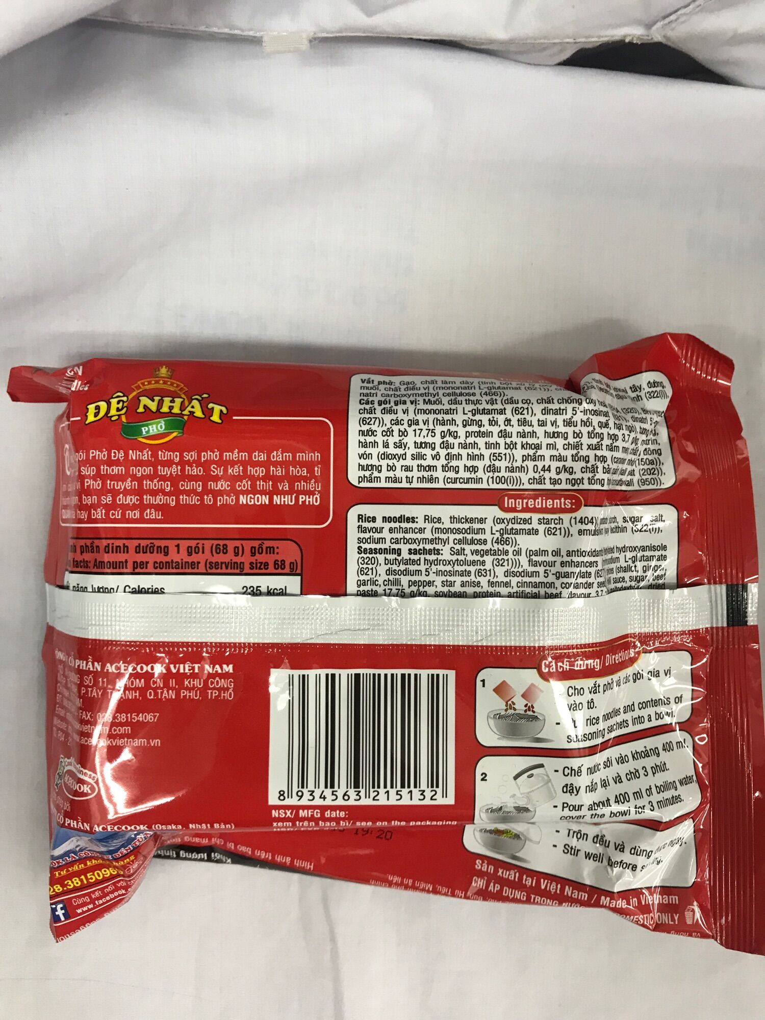 1 gói Phở bò Đệ Nhất 68g