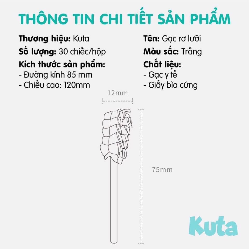 Gạc rơ lưỡi Kuta 30 chiếc/ hộp xuất Hàn