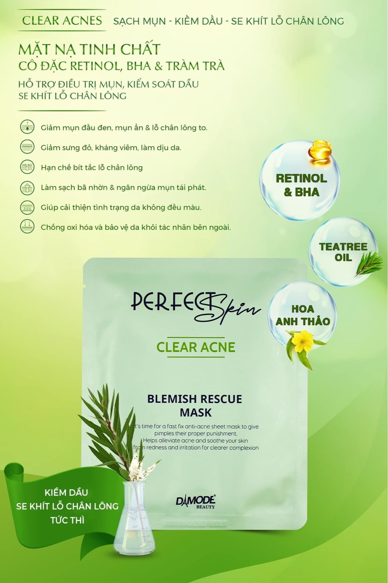 [ Chính Hãng ] Mặt Nạ Tinh Chất Cô Đặc Cho Da Dầu Mụn Blemish Recue Mask - Damode