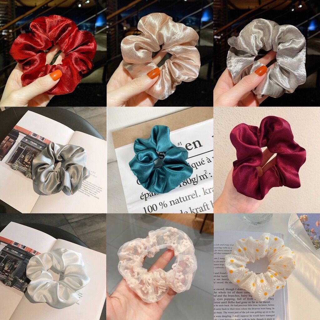 Buộc tóc Cột Tóc Vải Scrunchies nhiều màu