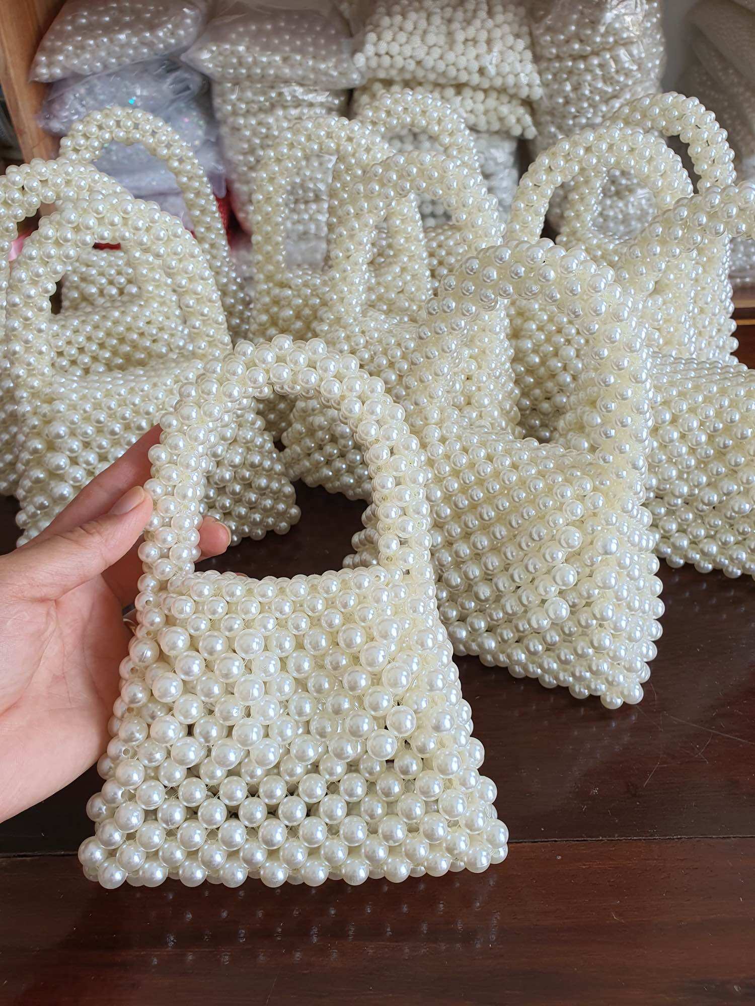 Túi hạt cườm hạt ngọc handmade , túi đi tiệc mới độc lạ sang trọng