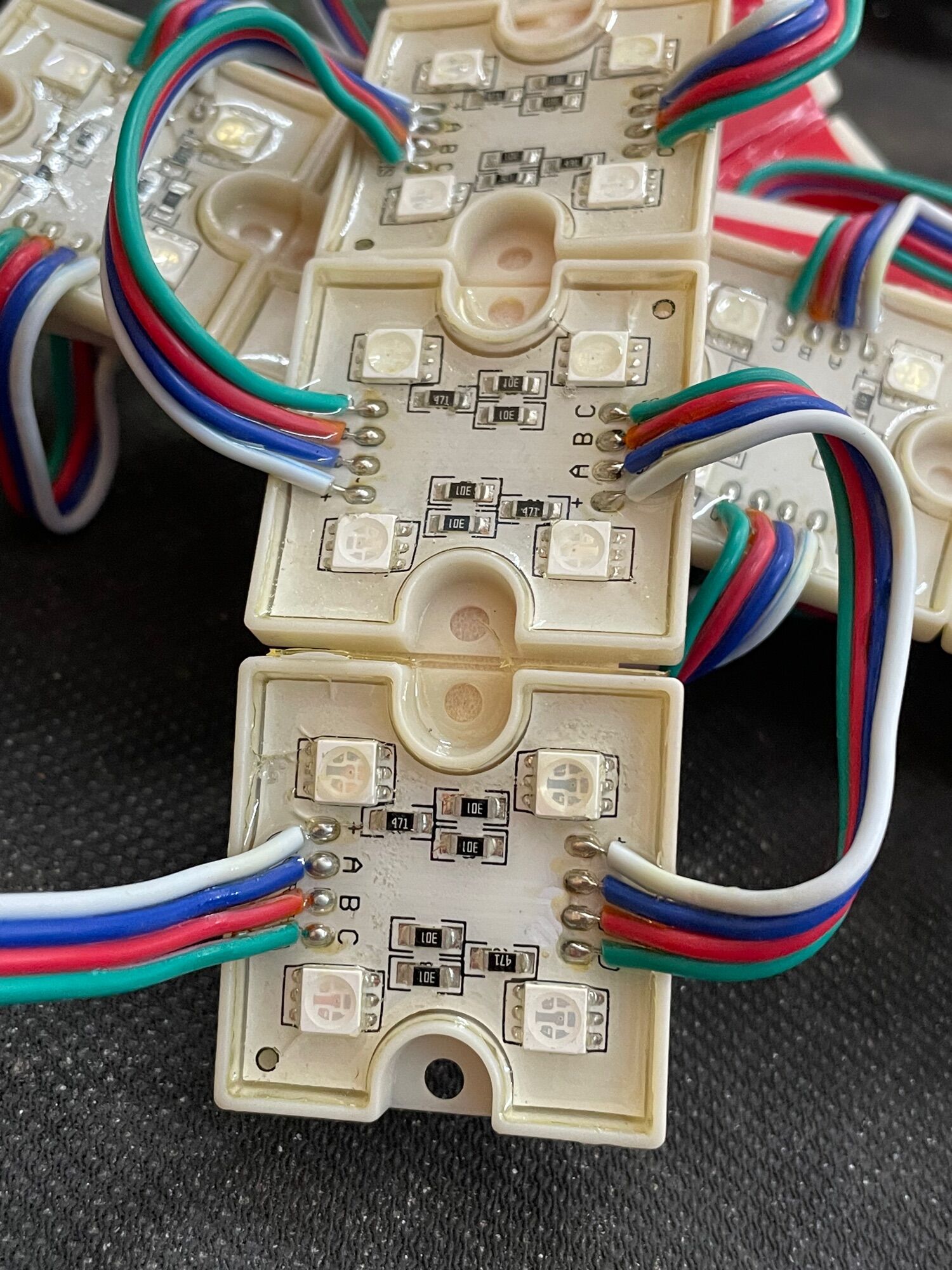 LED Module Hắt 3 Bóng- 4 bóng RGB 7 màu 5050 - Dây 20 Con