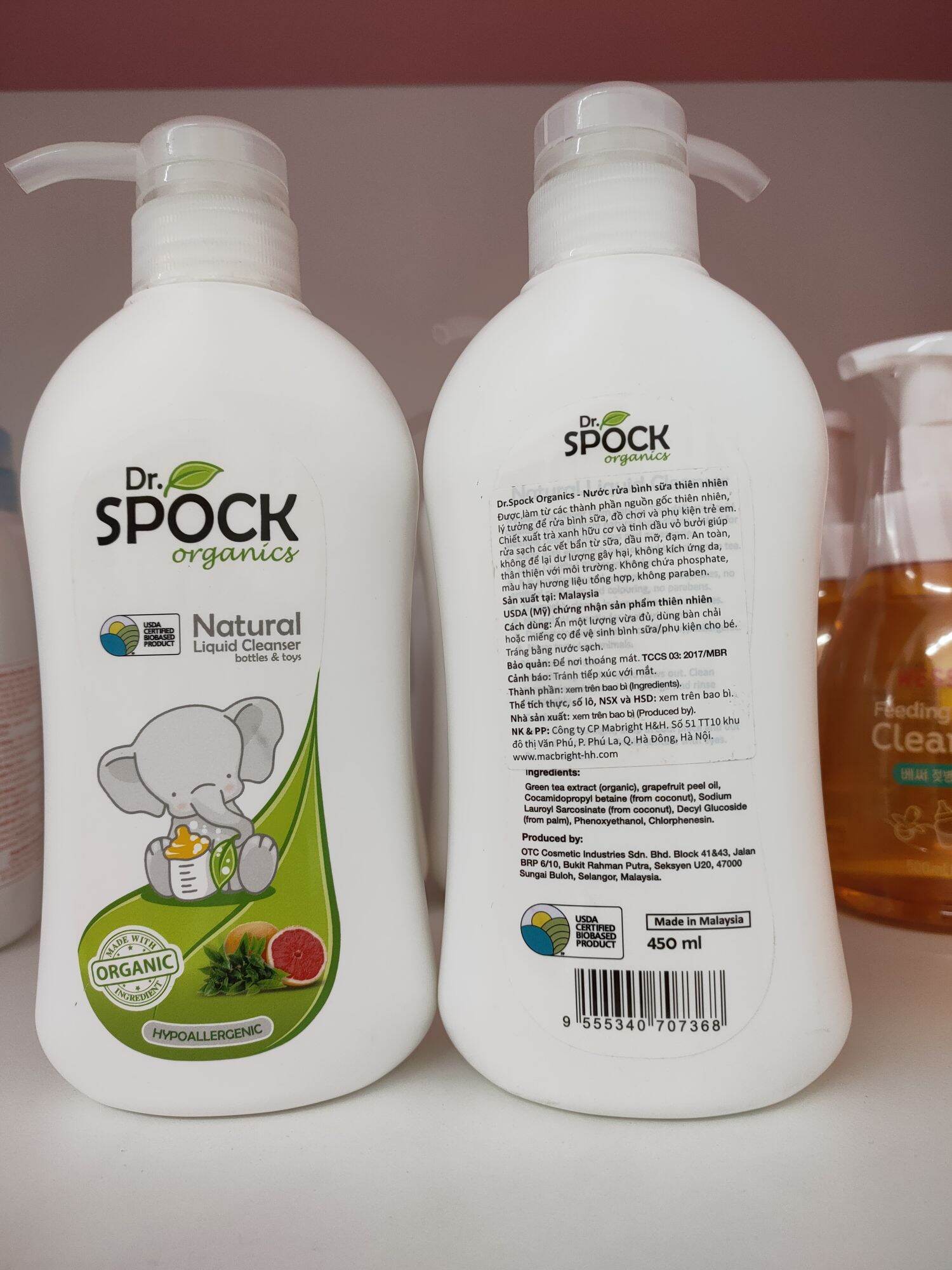 Nước Rửa Bình sữa Dr Spock oganics 450ml