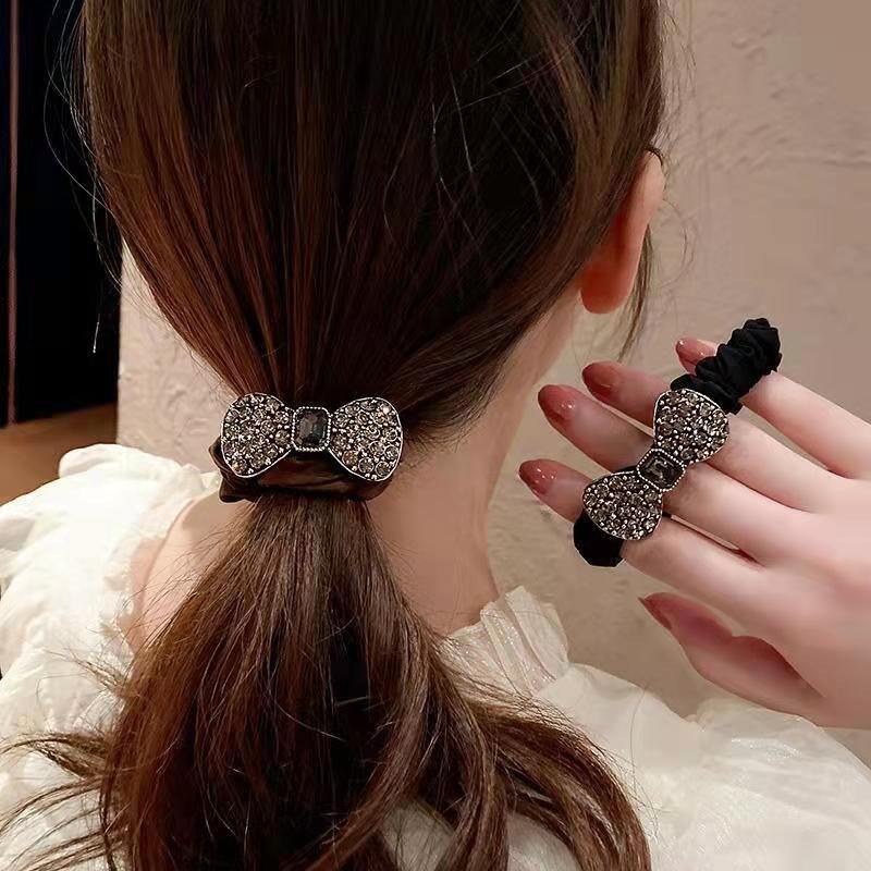 Cột tóc thun kèm nơ đính đá siêu xinh PK027