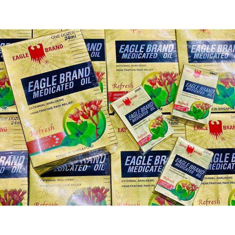 Lố 12 chai Dầu Gió Con Ó Vàng Singapore 24ml(Eagle Brand)