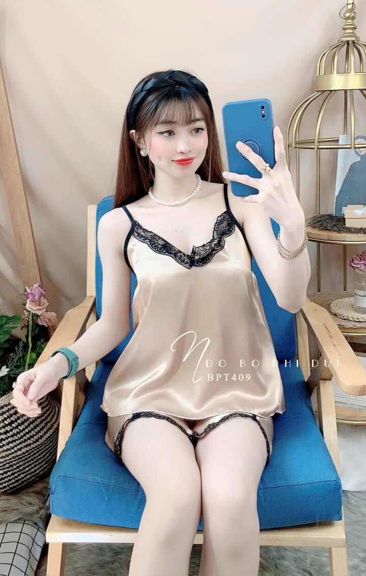 Đồ Bộ Phi Lụa Trơn Quyến Rũ Cho Nữ Mặc Nhà - A15