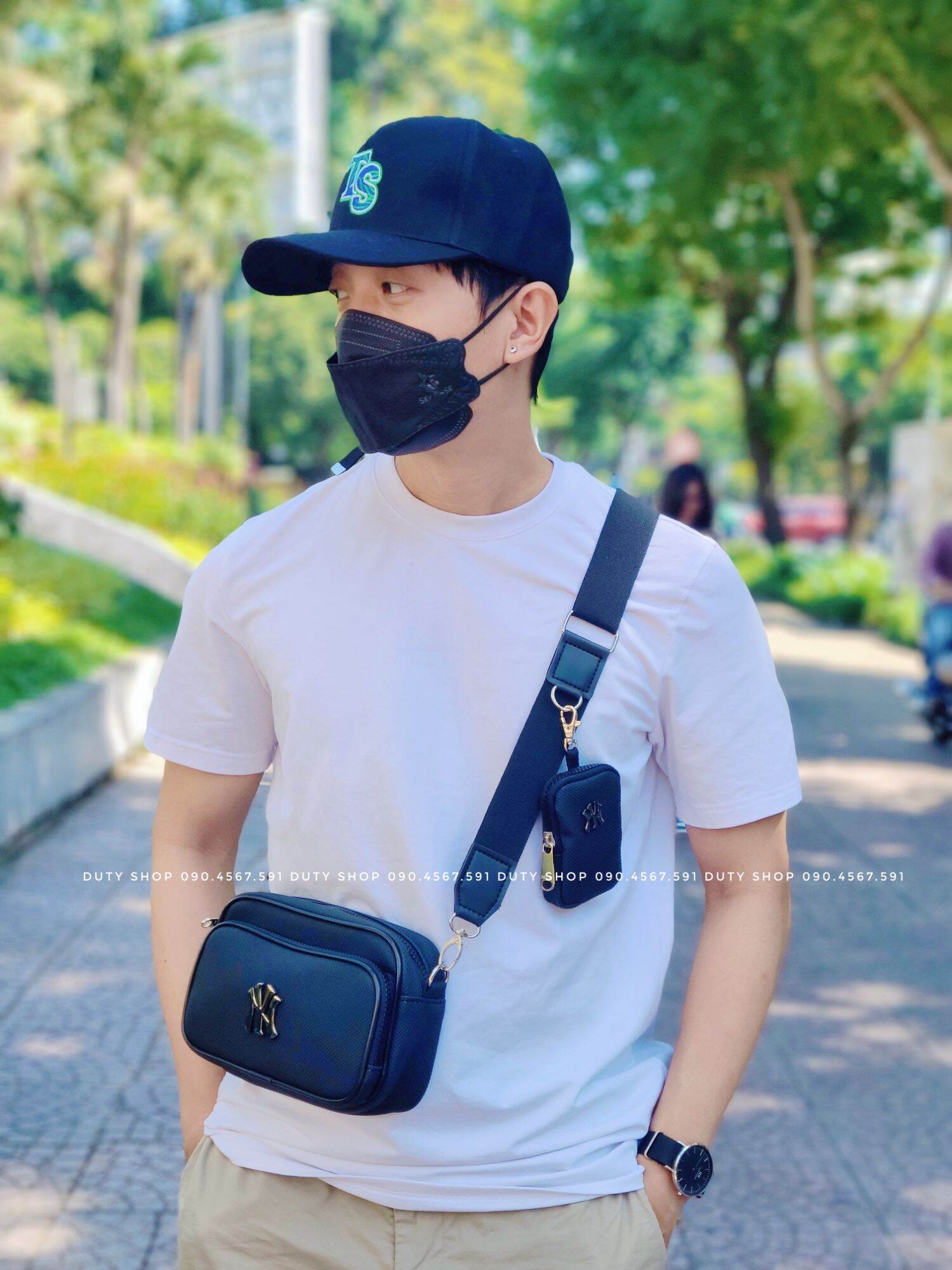Túi đeo chéo NY mini thời trang MLB | Túi đeo da unisex