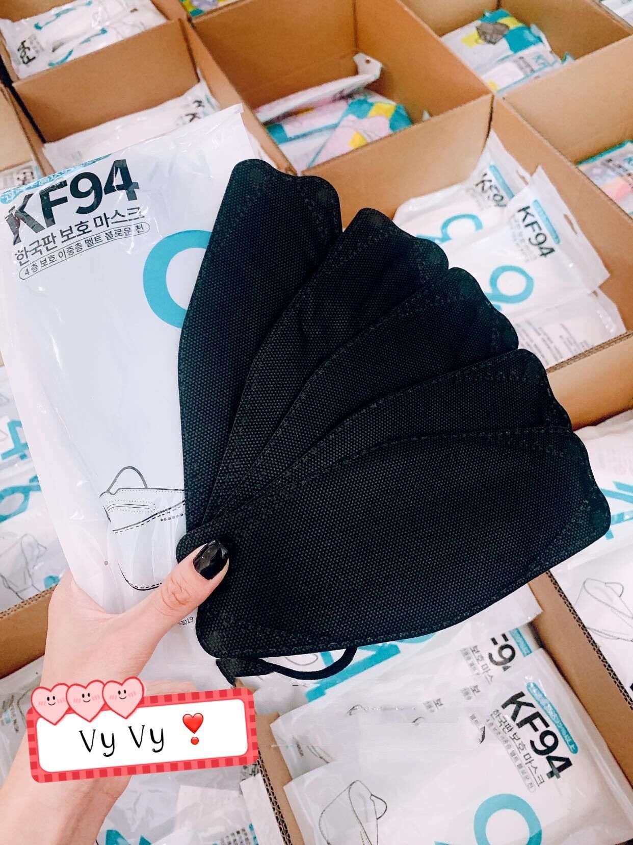 Khẩu trang KF94 Trắng - Đen Hàng chuẩn Cao cấp (Có sẵn)