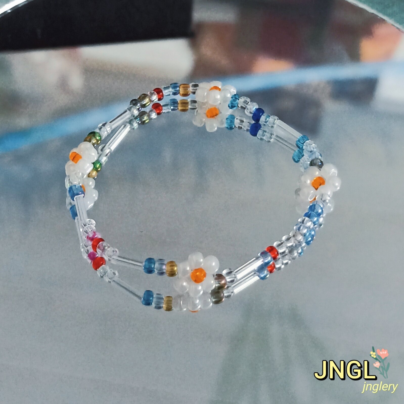 Vòng tay hạt cườm thủy tinh mix hạt