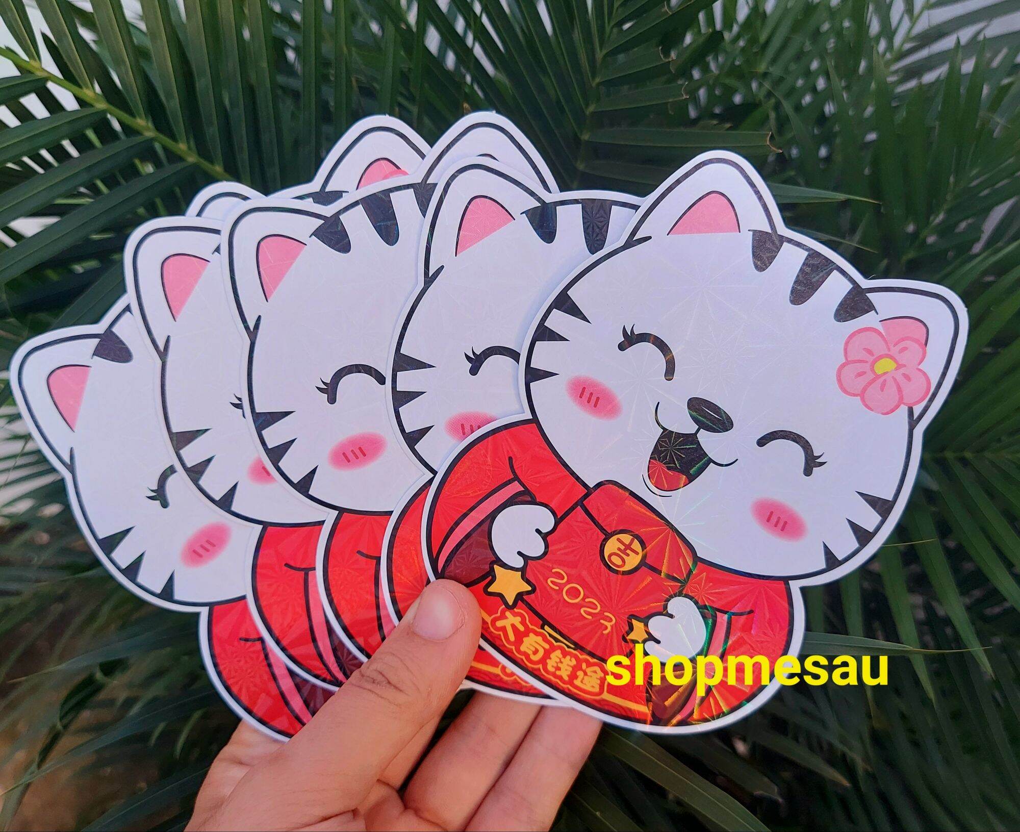 Xấp 10 cái bao lì xì chibi mèo thần tài, vui tết 2024