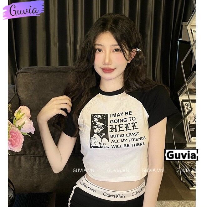 Áo croptop tay ngắn HELL XINH UN