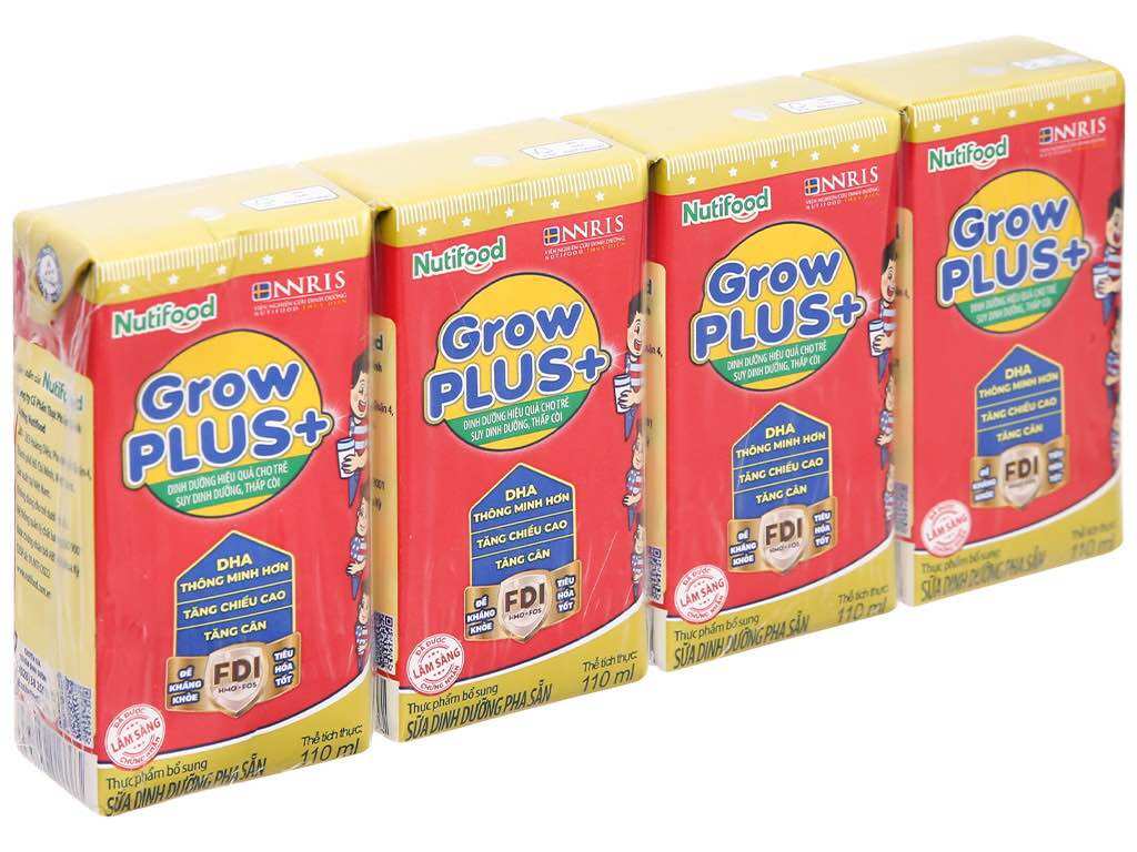 Lốc sữa pha sẵn Growplus đỏ nuti 110ml