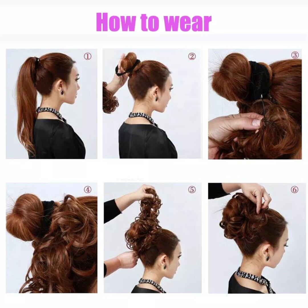 Búi tóc giả xoăn búi rối dạng cột trẻ trung thời trang