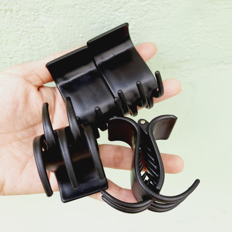 Lố 12 kẹp tóc 5 răng nhám màu đen (loại mềm)