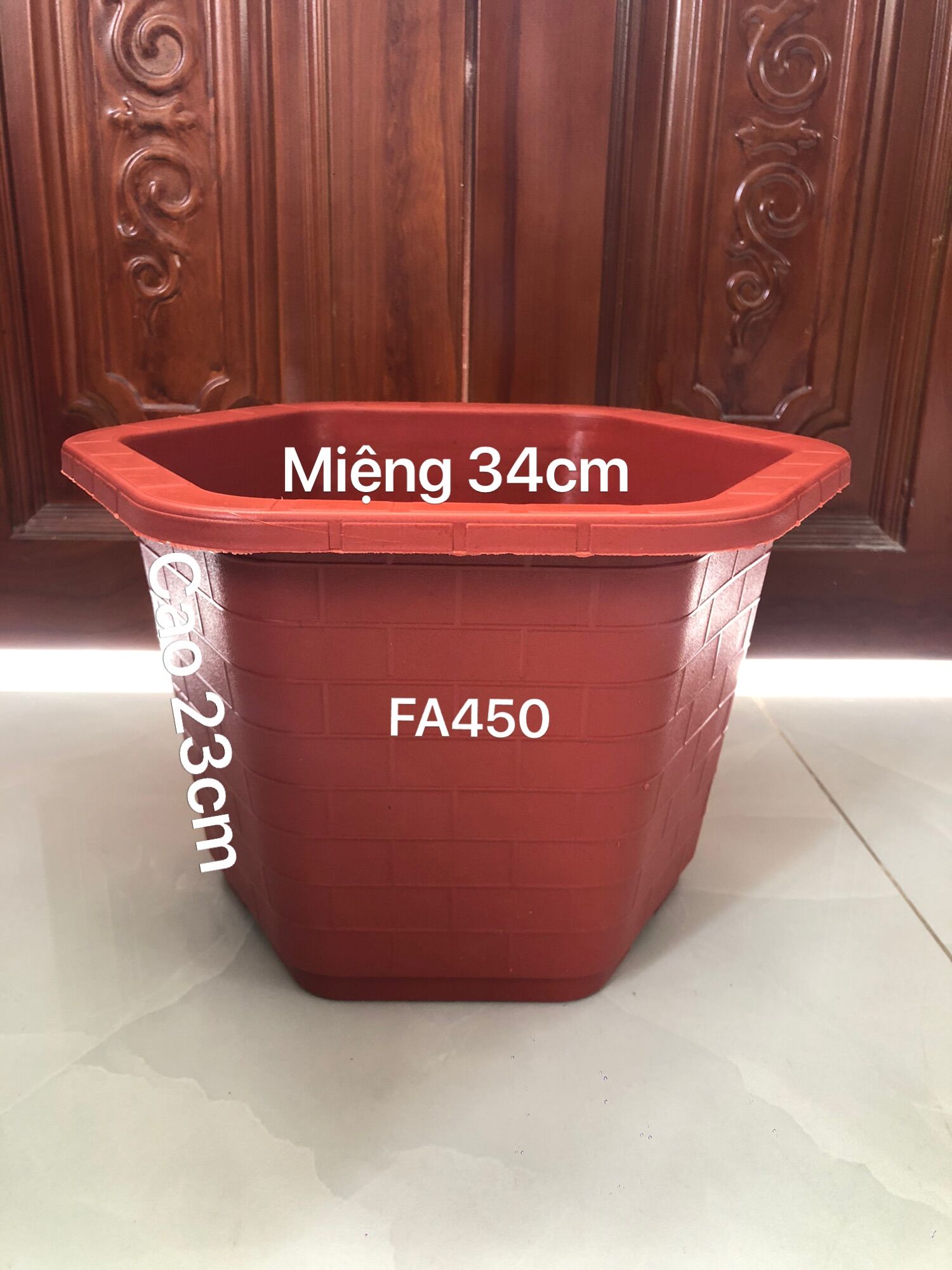 Chậu nhựa trồng cây 10 cái lục giác FA450 đỏ loại tốt dày dặn