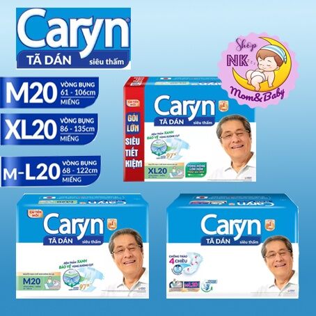 Tã/ bỉm dán người lớn caryn siêu thấm size m20,ml20,xl20 miếng