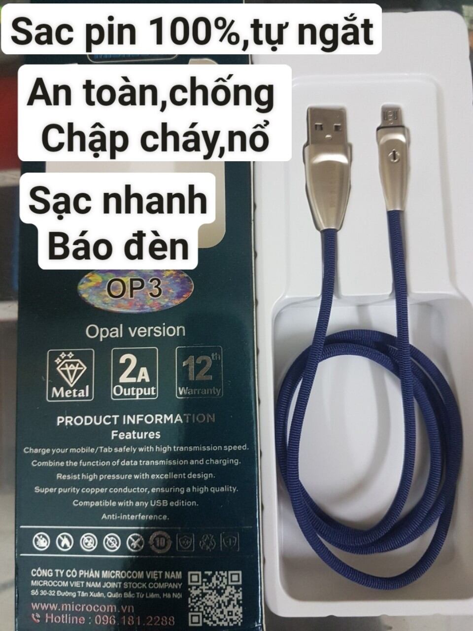 Cáp sạc microcom chất liệu dây dù cao cấp,sạc pin 100% , chíp sạc tự ngắt
