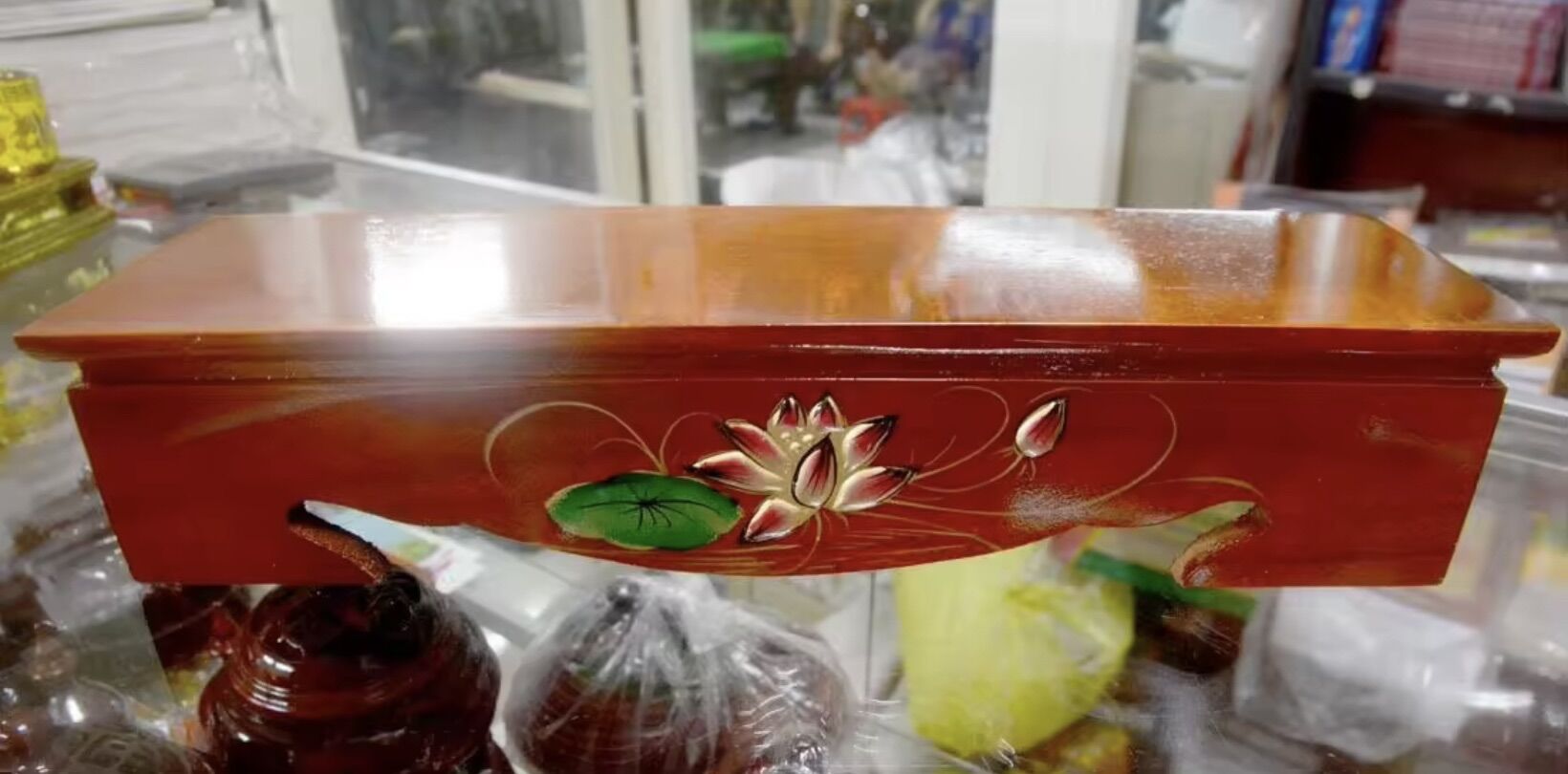 ĐÔN GỖ DÀI CHẠM KHẮC HOA SEN NỔI _NHIỀU SIZE